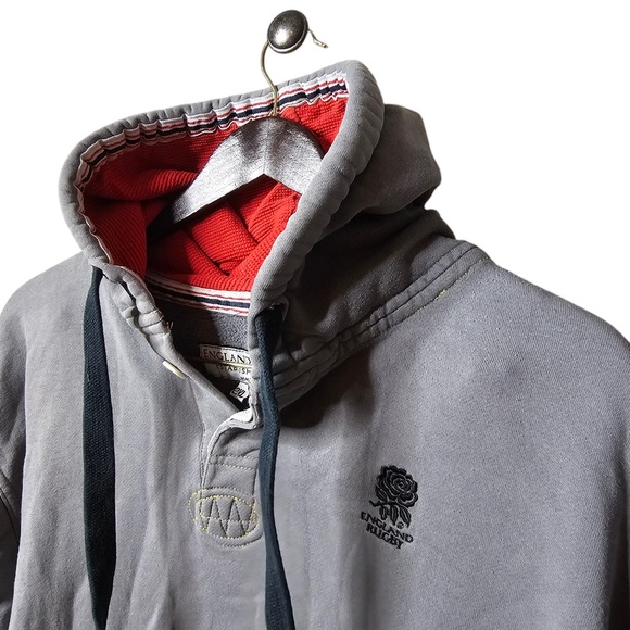 England Rugby Gray Hoodie Sweatshirt - Men’s - Fan Apparel - Pullover - Picture 3 of 5